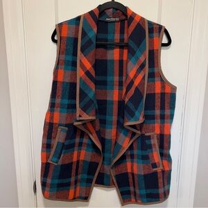 Plaid Flowy Cardigan Vest, Rustic, Rodeo Ready, Farm Core, Equestrian